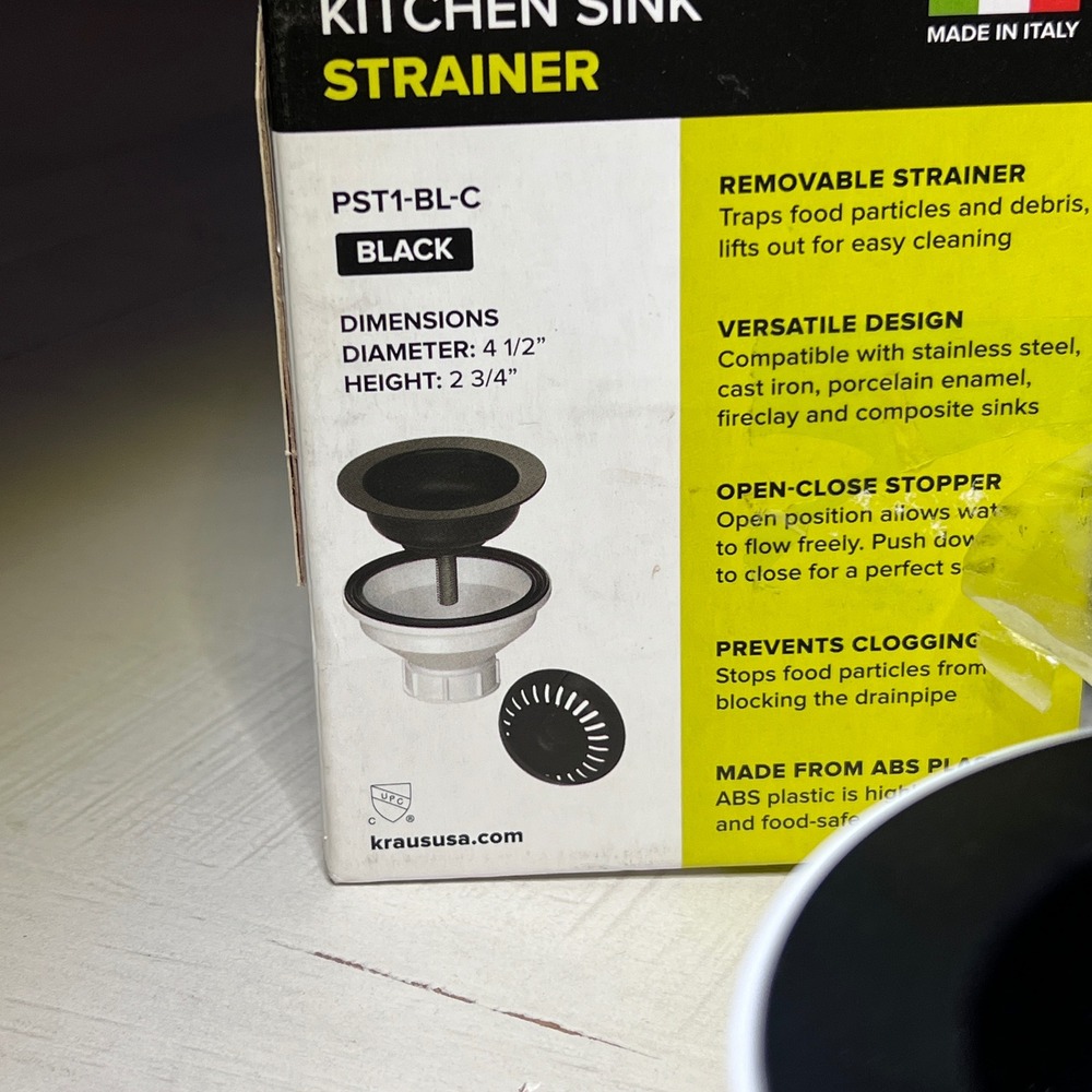 Kraus PST1-BL-C Kitchen Sink Strainer Assembly Black ABS Plastic Incomplete - Picture 2 of 10